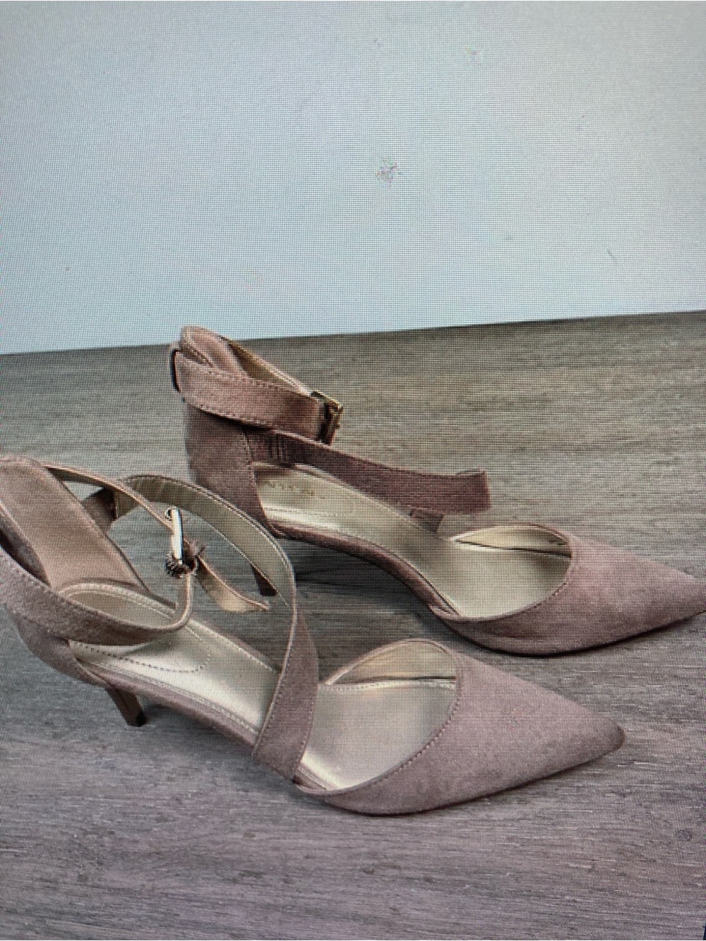 Women's Pointed Toe Ankle-Strap Heels in Dusty Mauve